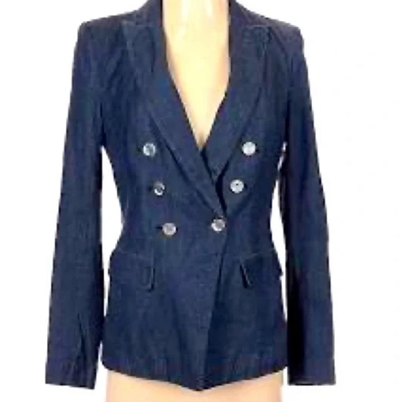 White House Black Market denim blazer, Sz 6 petite - Picture 2 of 9